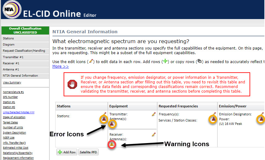 Error and Warning Icon Examples
